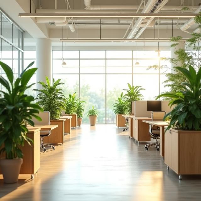 Eco-friendly office with plants